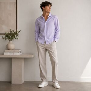Duchamp London Slim Fit Dress Shirt Men's 16.5 L Purple Gingham Button Up